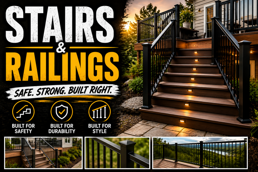 deck stairs and railings